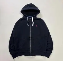 【極上】鬼フェード 肉厚×サーマルRalph Lauren フルジップパーカー 90s POLO RALPH LAUREN ジップパーカー 極上フェード 緑 フード裏