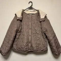 NICE CLAUPリバーシブルブラウンキルティングジャケット フード取り外し可