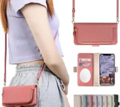 iPhone12 iPhone12 Pro 手帳型　財布　鏡付き　斜めがけ