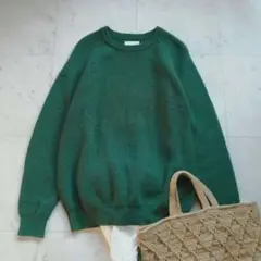 美品 アーバンリサーチ 長袖ニット 緑 グリーン ウール100% Lサイズ