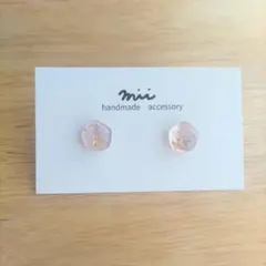 No.481 天然石 ストロベリークオーツ 小ぶり ピアス レジン 樹脂