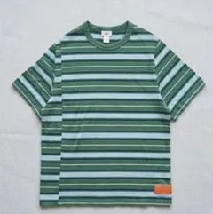 H&M メンズ緑系ストライプ Tシャツ XXLのサムネイル