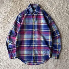 ラルフローレン クラシックフィット シャツ 長袖 XS ブルー マドラスチェック