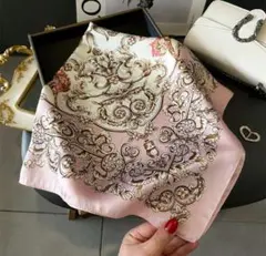 大判 スカーフ バックチャーム バッグスカーフヘアアクセ 花 ピンク 入学式