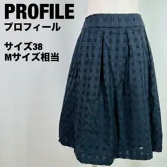 PROFILE プロフィール　チェック柄 フレアスカート 膝丈　ひざ丈　B44のサムネイル