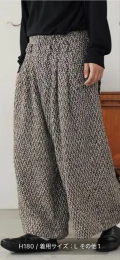 Aphlotus ミドルウエスト フロント3タック バックフリンジ バギーパンツ