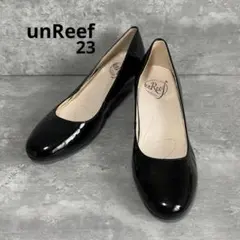 【新品】 unReef アンリーフ エナメル パンプス ブラック ウェッジヒールのサムネイル
