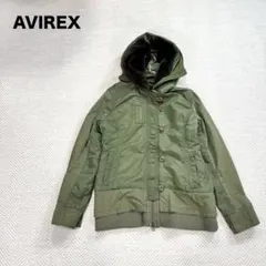 ② AVIREX アヴィレックス ボアフード ミリタリージャケット カーキ M