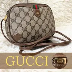 美品 オールド グッチ GG 金具 レザー ショルダーバッグ シェリーライン 金