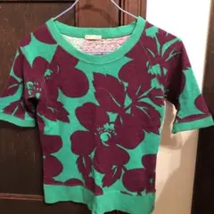 レディーストップス　7分　S〜M グリーン×ボールド