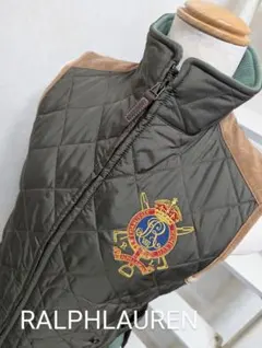 セール　RALPH LAUREN キルティングダウンベスト茶✕オリーブグリーンＳ