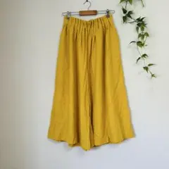 良品✨niko and... 麻レーヨン ワイドパンツ ガウチョ マスタード3