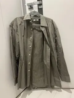 UNIQLO U カーキストライプ 長袖シャツ