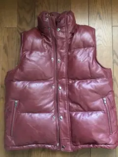 WindArmor NICHIWA ラムレザー ダウンベスト Ｌ　ファー 肉厚