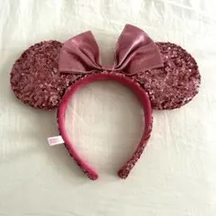ミニーマウス カチューシャ ピンク スパンコール　ディズニー ディズニーランド