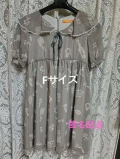 フィント　香水柄シフォンパフワンピース　膝丈のサムネイル