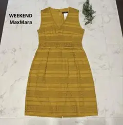美品　WEEKEND MaxMara カットワークワンピース　38 マスタードのサムネイル