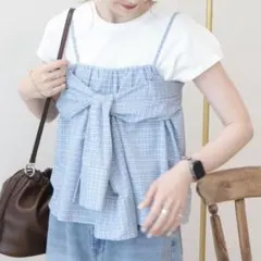 【2点セット】ノースリーブTシャツ＋ビスチェ アメホリのサムネイル