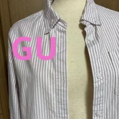 GUストライプ長袖シャツ（ピンク白）