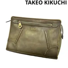 【TAKEO KIKUCHI】タケオキクチ クラッチバッグ カーキカラー