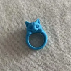 猫の指輪 ブルー フィギュア アクセサリー リング 3Dプリンタ