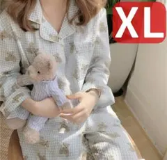 残りわずか レディース ルームウェア パジャマ XL韓国 チェック くま柄