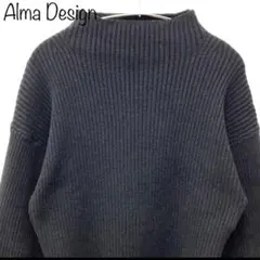 【Alma Design】ニット　セーター　ボリュームスリーブ　ブラック　M
