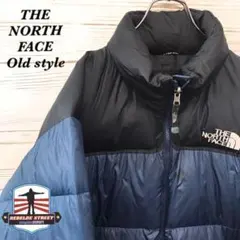 《希少》ザノースフェイス☆ヌプシ ダウンジャケット L 刺繍 ネイビー D35