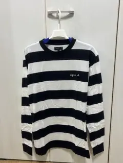 アニエスベー agnis b. ロングTシャツ 白黒ストライプ サイズS