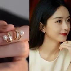 大人気♡　レディース　ピアス　ゴールド　ホワイト　ライン　パール　高級感