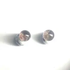 天然庭園水晶 ピアス　ボール直径8㍉さ