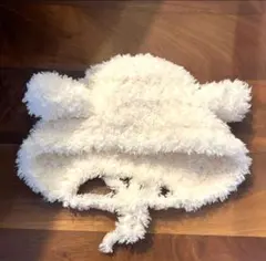 ベビー帽子　ふわふわもこもこボンネット　耳付き　着画あり