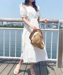 apres jour 袖コットンレースフリルワンピ