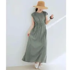 VIS ドロストワッシャーワンピース ライトグリーン Sサイズ