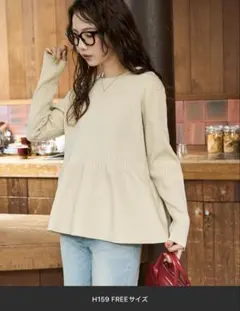 ウォッシャブル ペプラム ニット プルオーバー