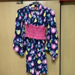 BABYDOLL　浴衣　ワンピース　あさがお柄　Lサイズ　帯付き