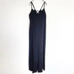 シンプリシテェ　サロペット　キャミ　ワイドパンツ　Vネック　サイドファスナー　黒のサムネイル