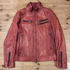 EDGE RUPERT 赤 レザー シングルライダースジャケット М 山羊革