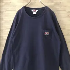 レトロ 古着 オールド ベンデイビス タグ付ポケット ロング Tシャツ 紺 M