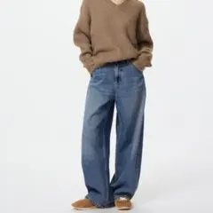 ユニクロ　バギーカーブジーンズ 丈短め 22