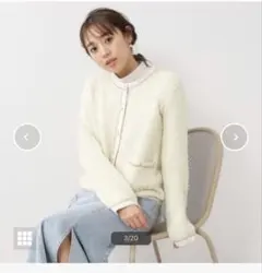 インデックス　ファンシーツイードカーディガンパール調ボタン【洗える】