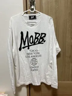MOBB ロゴプリント 長袖Tシャツ ホワイト