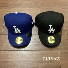 2個ニューエラMLBドジャースキャップnewera ブラック、ブルー 7 5/8
