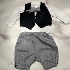 フォーマルセット 黒白チェック 80cm