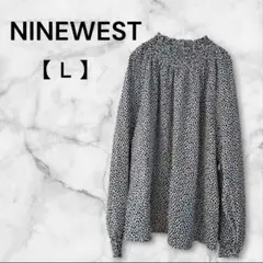 NINE WEST 【 Ｌ 】 ナインウェスト ドット柄 長袖 ブラウス