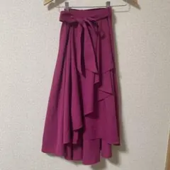 リボン付きパープル・ピンク　フレアスカート　イング　Mサイズ