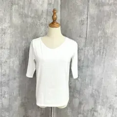 ショコラフィネローブ　シンプル　無地　五分袖　Tシャツ　綺麗め　上品　カジュアル