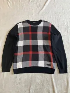 ブラックレーベルクレストブリッジCBパネルチェックニットセーター　サイズM