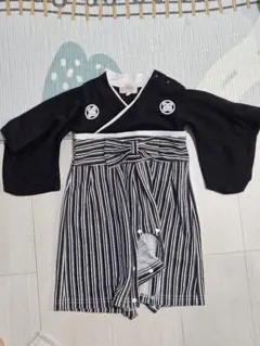 和風セレモニースーツ サイズ80cm 黒と白のストライプ