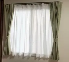 ニトリ 遮光1級カーテン＋遮像レースカーテン セット グリーン 厚手